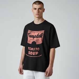 Uniqlo Black Graphic Tee with Red Campbell's Design